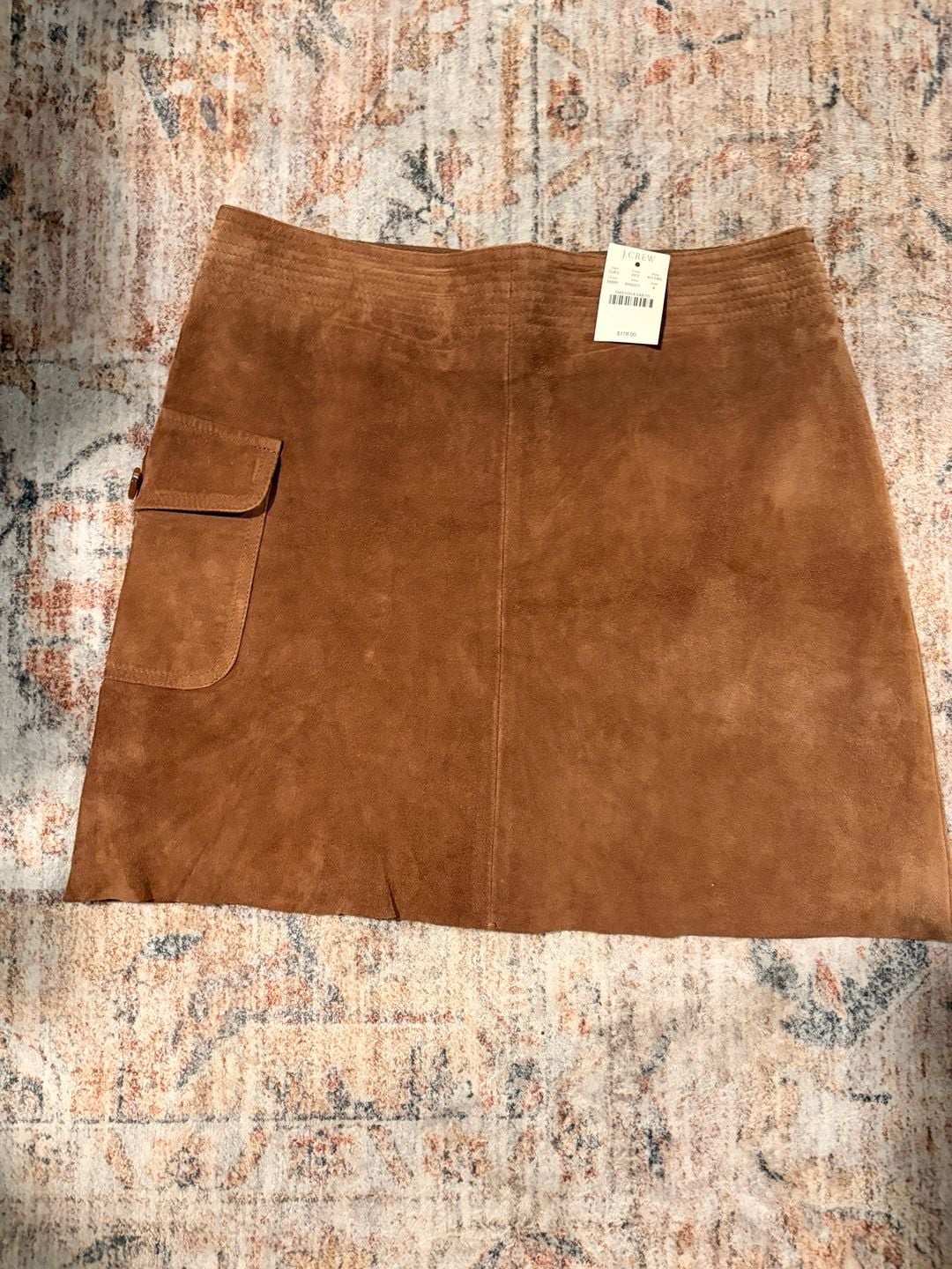 J. Crew Women's Brown Suede Leather Mini Skirt with Cargo Pocket, Size 4 2