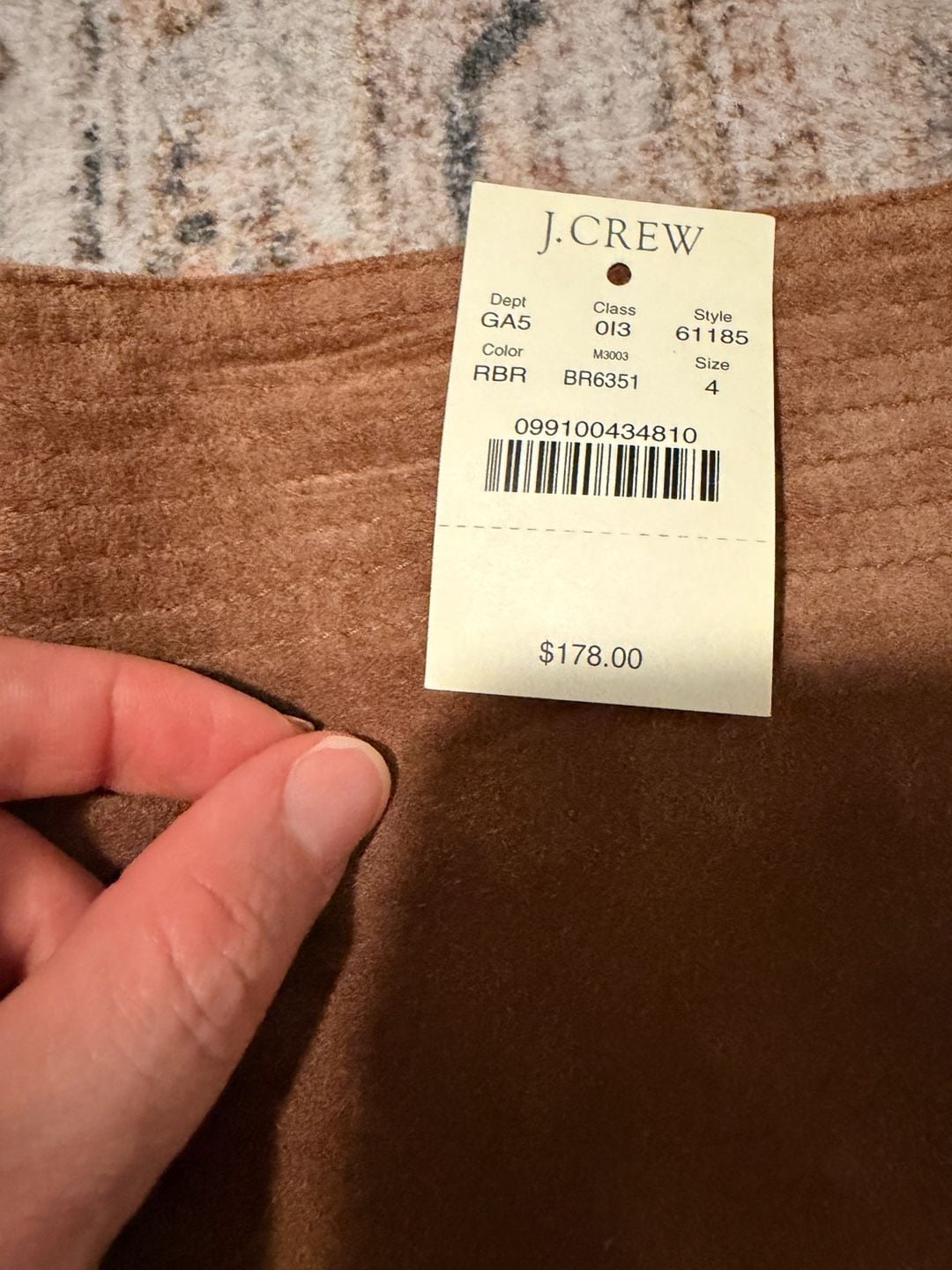 J. Crew Women's Brown Suede Leather Mini Skirt with Cargo Pocket, Size 4 3