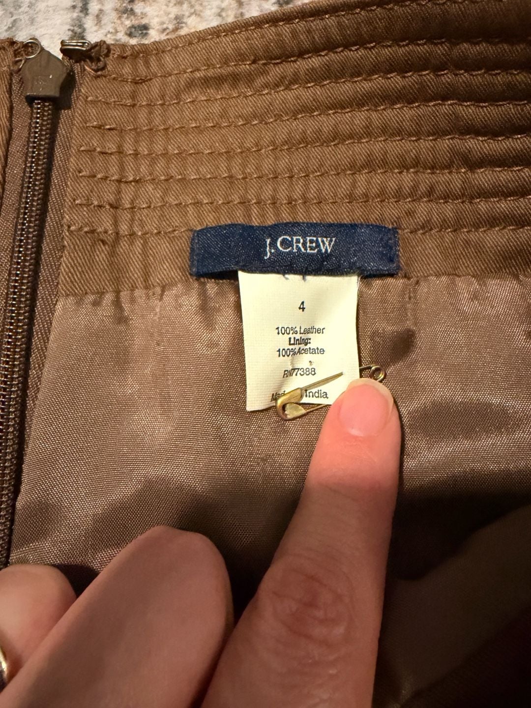 J. Crew Women's Brown Suede Leather Mini Skirt with Cargo Pocket, Size 4 4