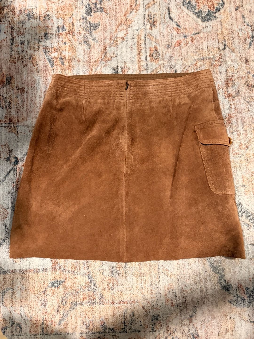 J. Crew Women's Brown Suede Leather Mini Skirt with Cargo Pocket, Size 4 6