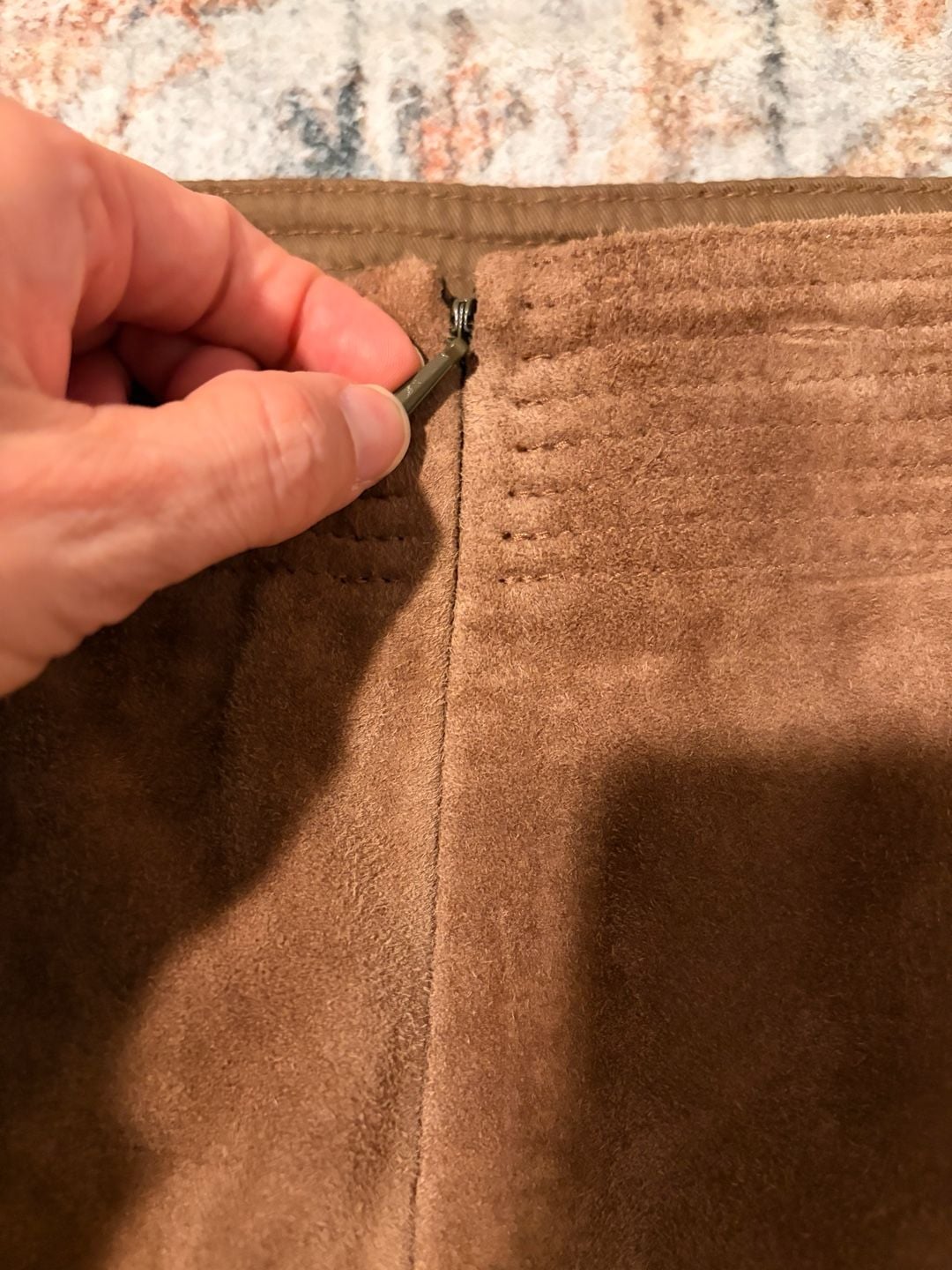 J. Crew Women's Brown Suede Leather Mini Skirt with Cargo Pocket, Size 4 7