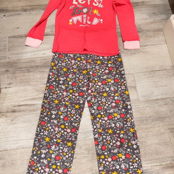 Eddie Bauer Girls Let's Go Wild Fleece Pajama Set Size M 10/12