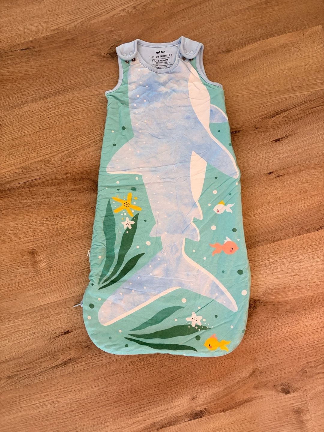 Little Sleepies Shark Print Bamboo Wearable Blanket Sleep Bag, 0-6 Months 1