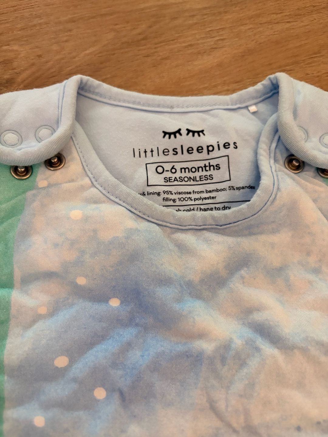 Little Sleepies Shark Print Bamboo Wearable Blanket Sleep Bag, 0-6 Months 2
