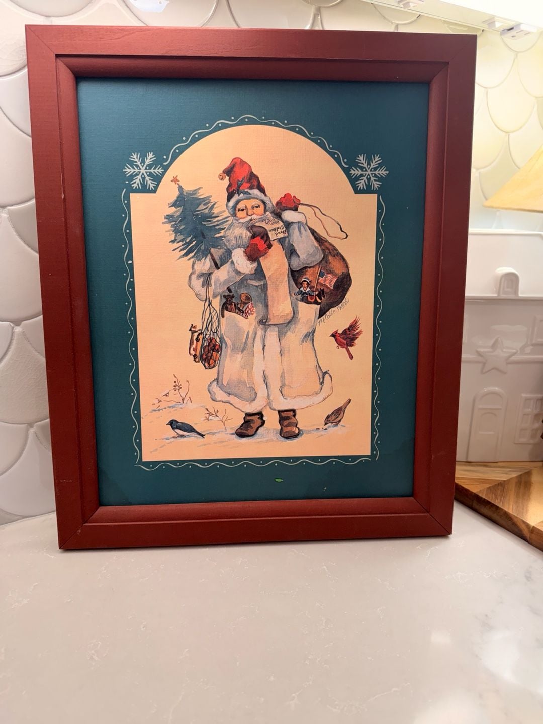 Vintage 1987 Mcoble Old World Santa Claus Framed Print 1