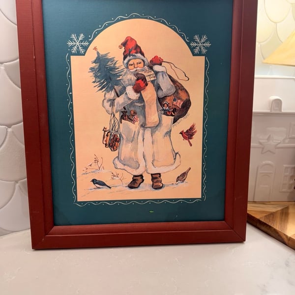 Vintage 1987 Mcoble Old World Santa Claus Framed Print