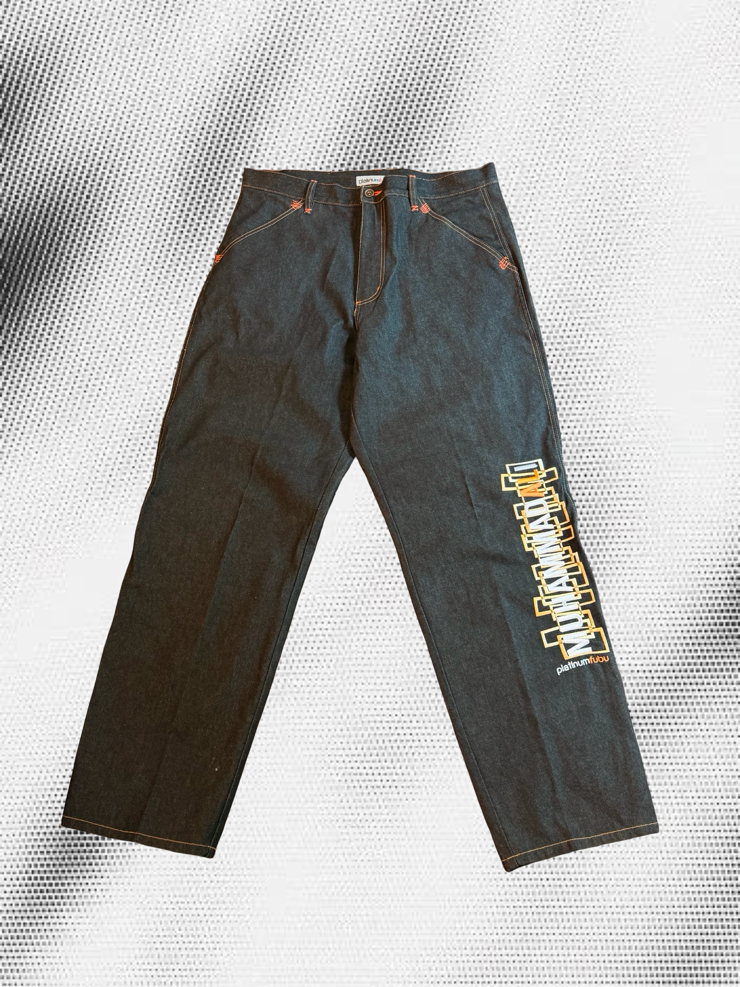 Vintage Platinum Fubu Embroidered Dark Wash Denim Jeans 1