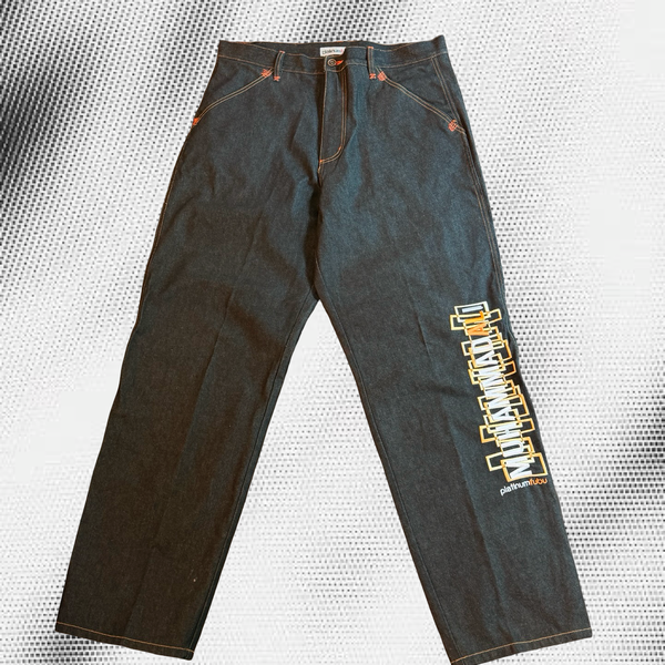 Vintage Platinum Fubu Embroidered Dark Wash Denim Jeans