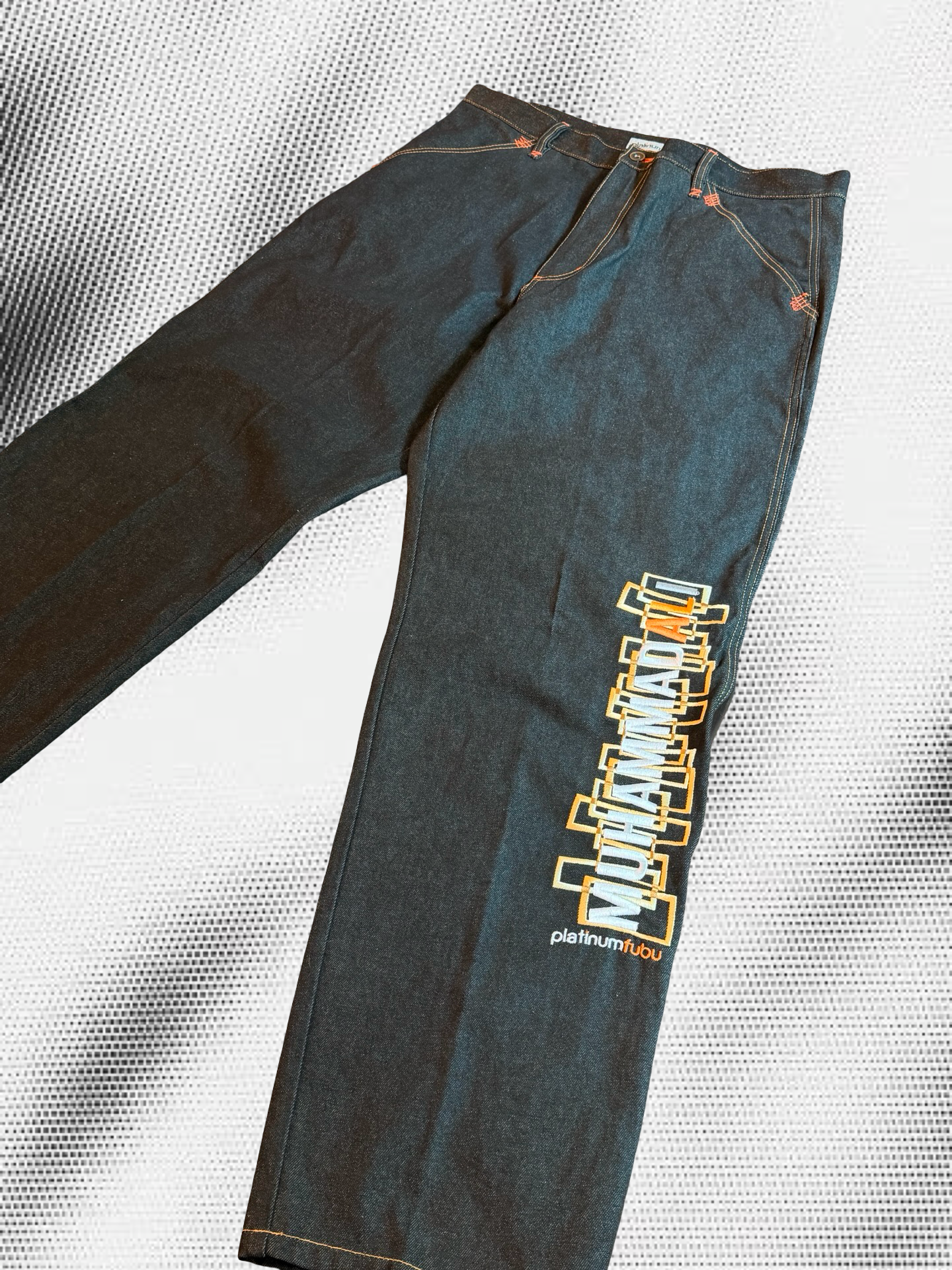 Vintage Platinum Fubu Embroidered Dark Wash Denim Jeans 8