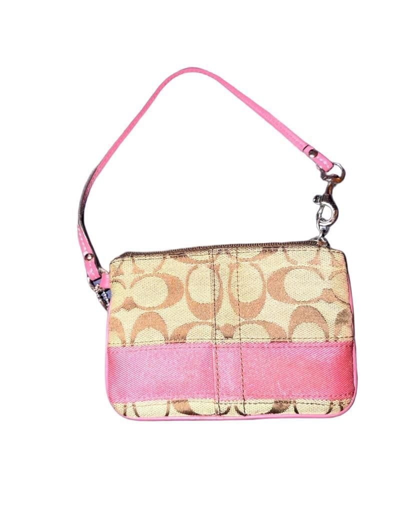 Coach Signature Canvas Wristlet with Pink Stripe 3
