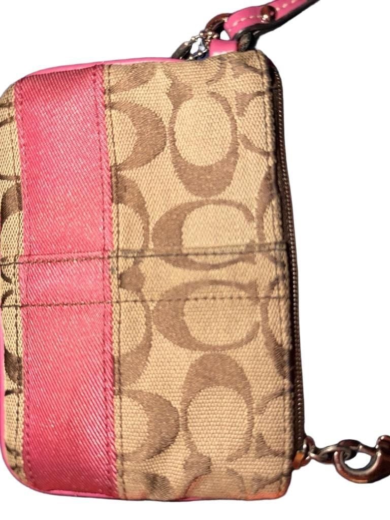 Coach Signature Canvas Wristlet with Pink Stripe 6