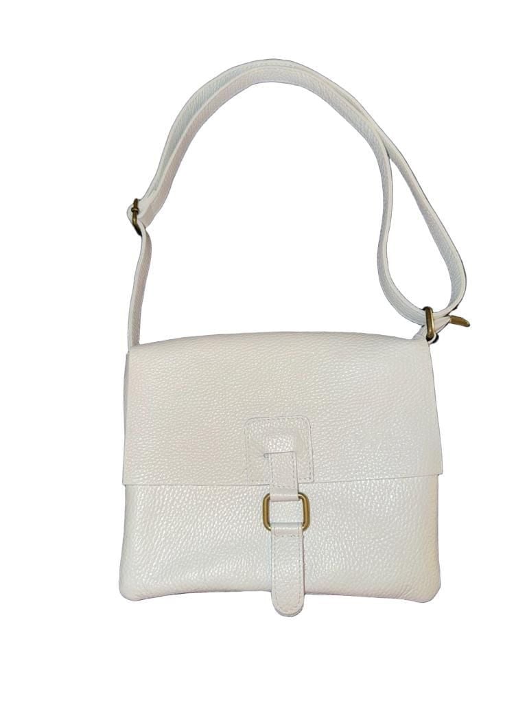 Vera Italy Grained Leather Crossbody Bag with Buckle Detail 2