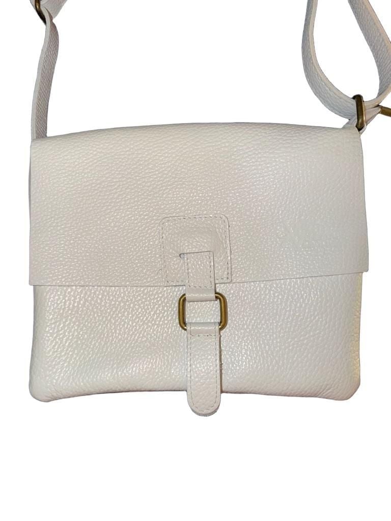 Vera Italy Grained Leather Crossbody Bag with Buckle Detail 3