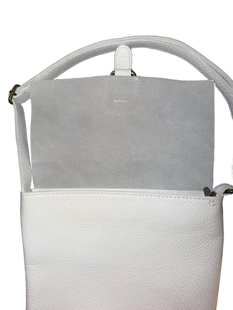 Vera Italy Grained Leather Crossbody Bag with Buckle Detail 4