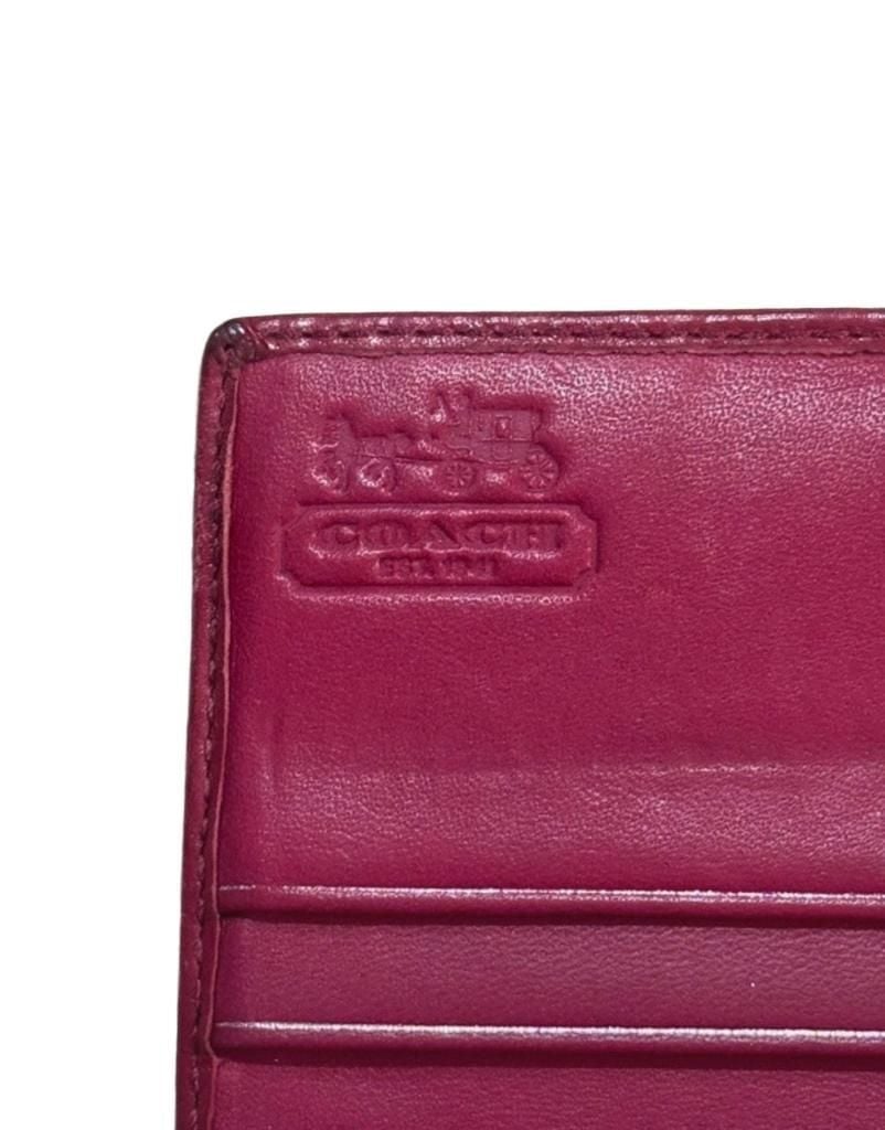 Coach Signature Canvas and Pink Leather Continental Flap Wallet 6
