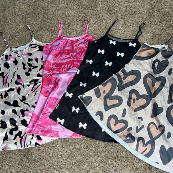 4-Piece Women's Satin Cami Sleepwear with Mixed Prints