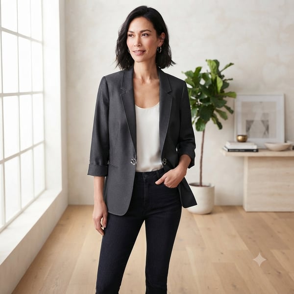 Tahari Arthur S. Levine Women's Dark Navy Rolled 3/4 Sleeve Blazer Size 14