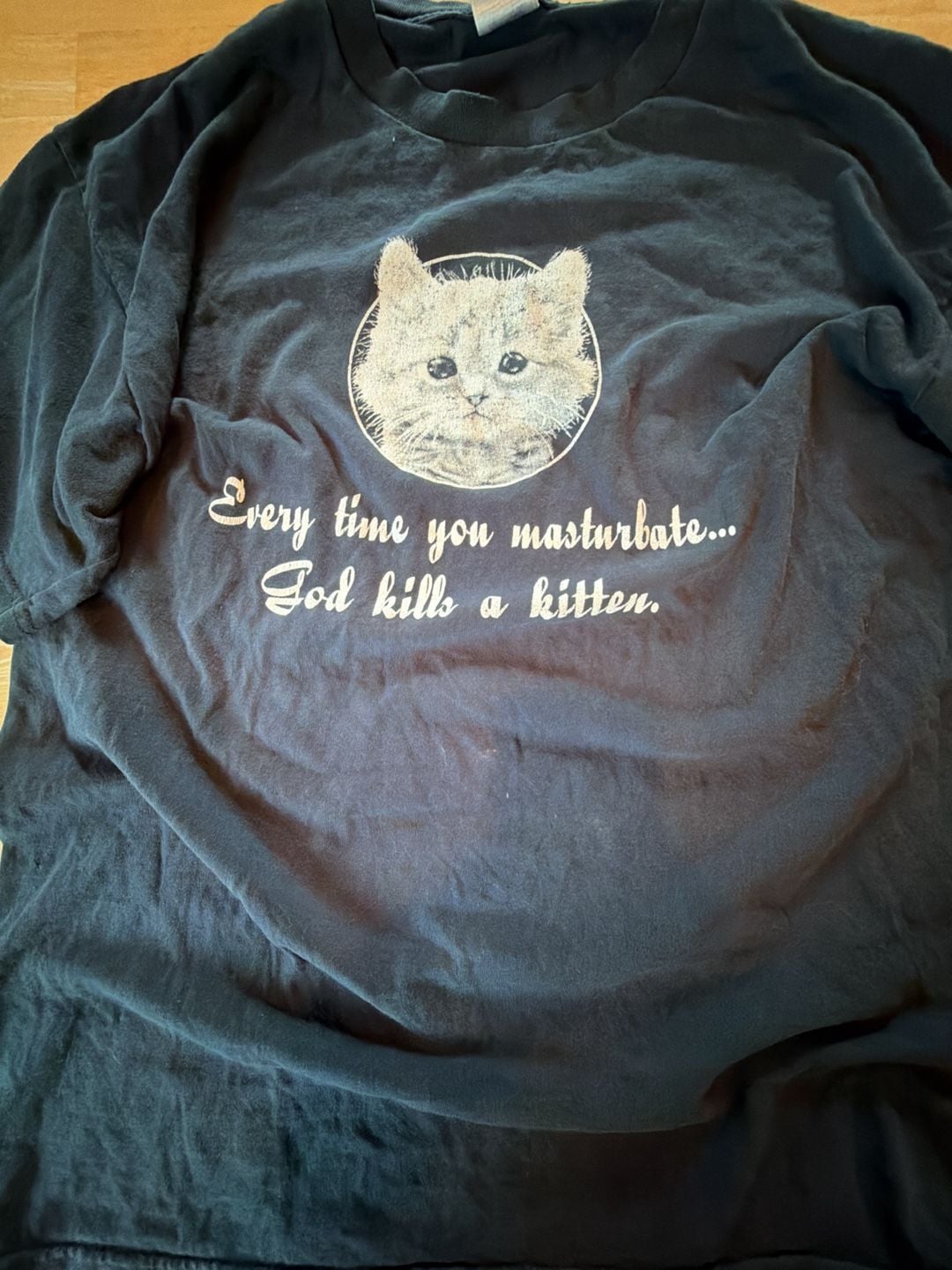Fruit of the Loom Heavy Cotton Every Time You Masturbate God Kills a Kitten Graphic T-Shirt 2