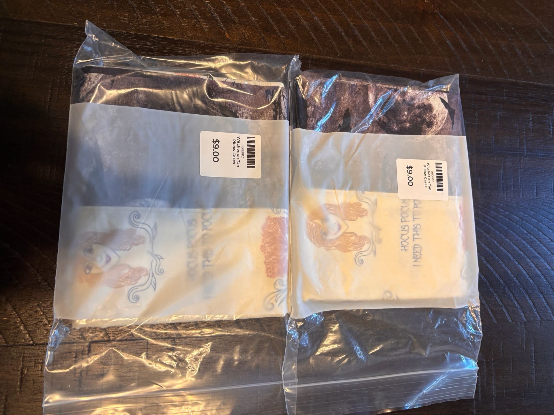 Hocus Pocus Sanderson Sisters Witches on Tan Fabric Pillow Cases 2