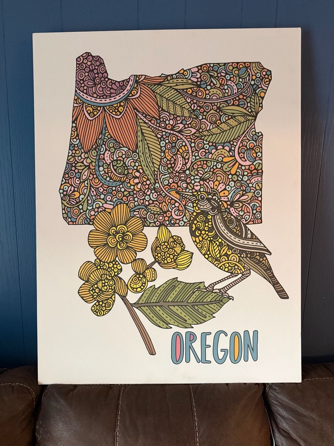 Valentina Harper Oregon State Map Botanical Wall Art Canvas 1