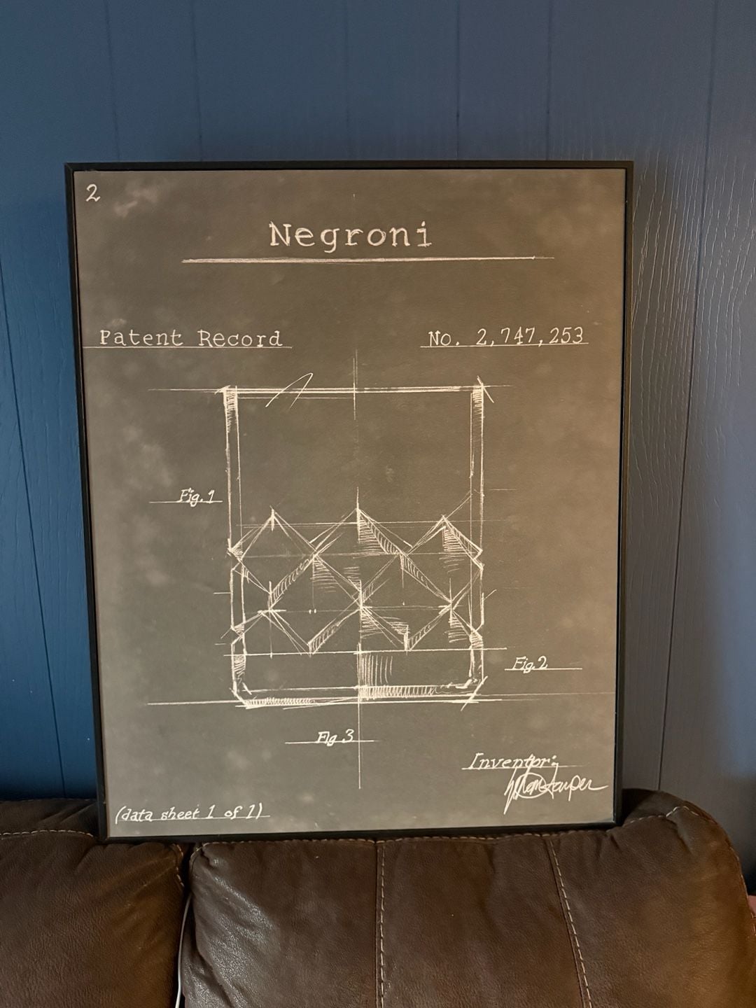 Ethan Harper Negroni Barware Blueprint Framed Wall Art 1