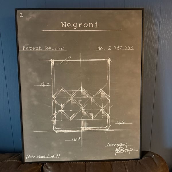 Ethan Harper Negroni Barware Blueprint Framed Wall Art