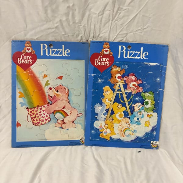 Vintage 1983 Care Bears Craft Master Frame Tray Puzzles - Set of 2