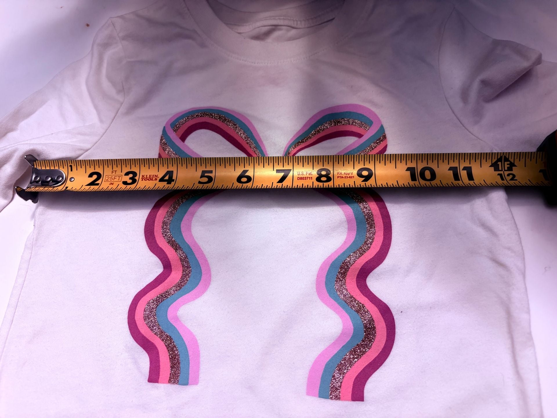 Cat & Jack Girls 4T Long Sleeve Shirt Rainbow Bow Glitter Graphic White 5