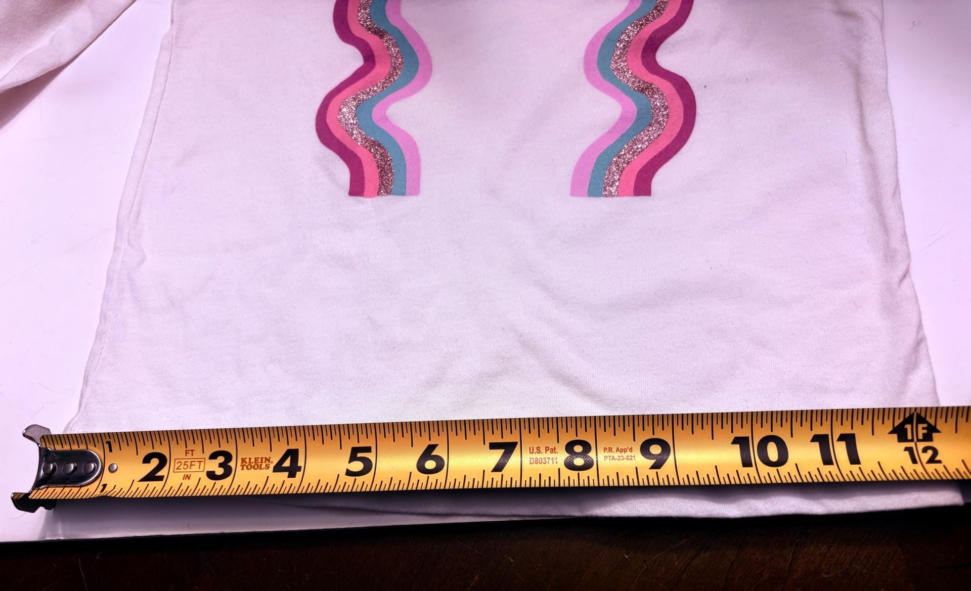 Cat & Jack Girls 4T Long Sleeve Shirt Rainbow Bow Glitter Graphic White 6