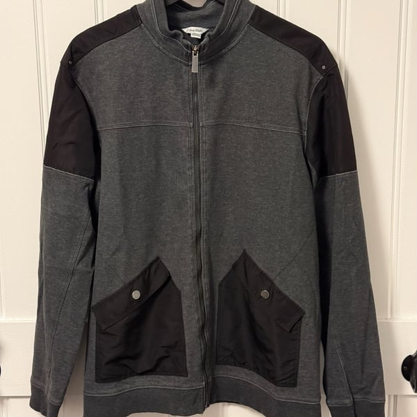 Calvin Klein Men's Full-Zip Contrast Panel Sweatshirt Jacket
