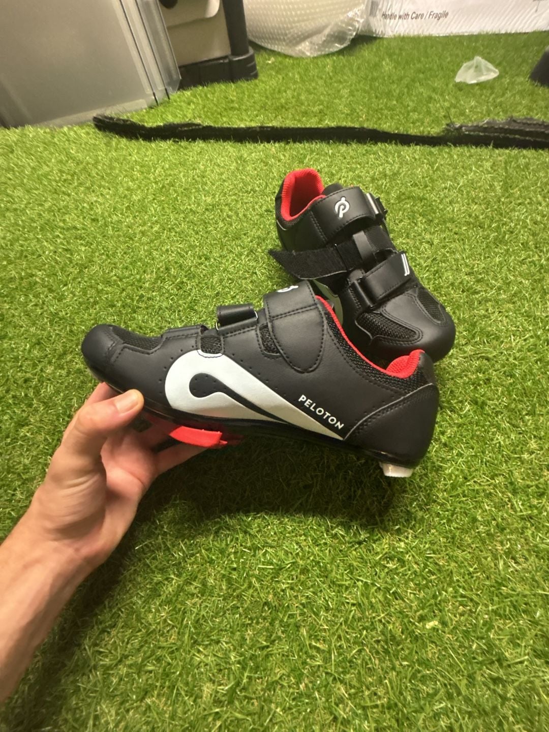 Peloton Unisex Cycling Shoes with Delta Cleats, Black and Red 3