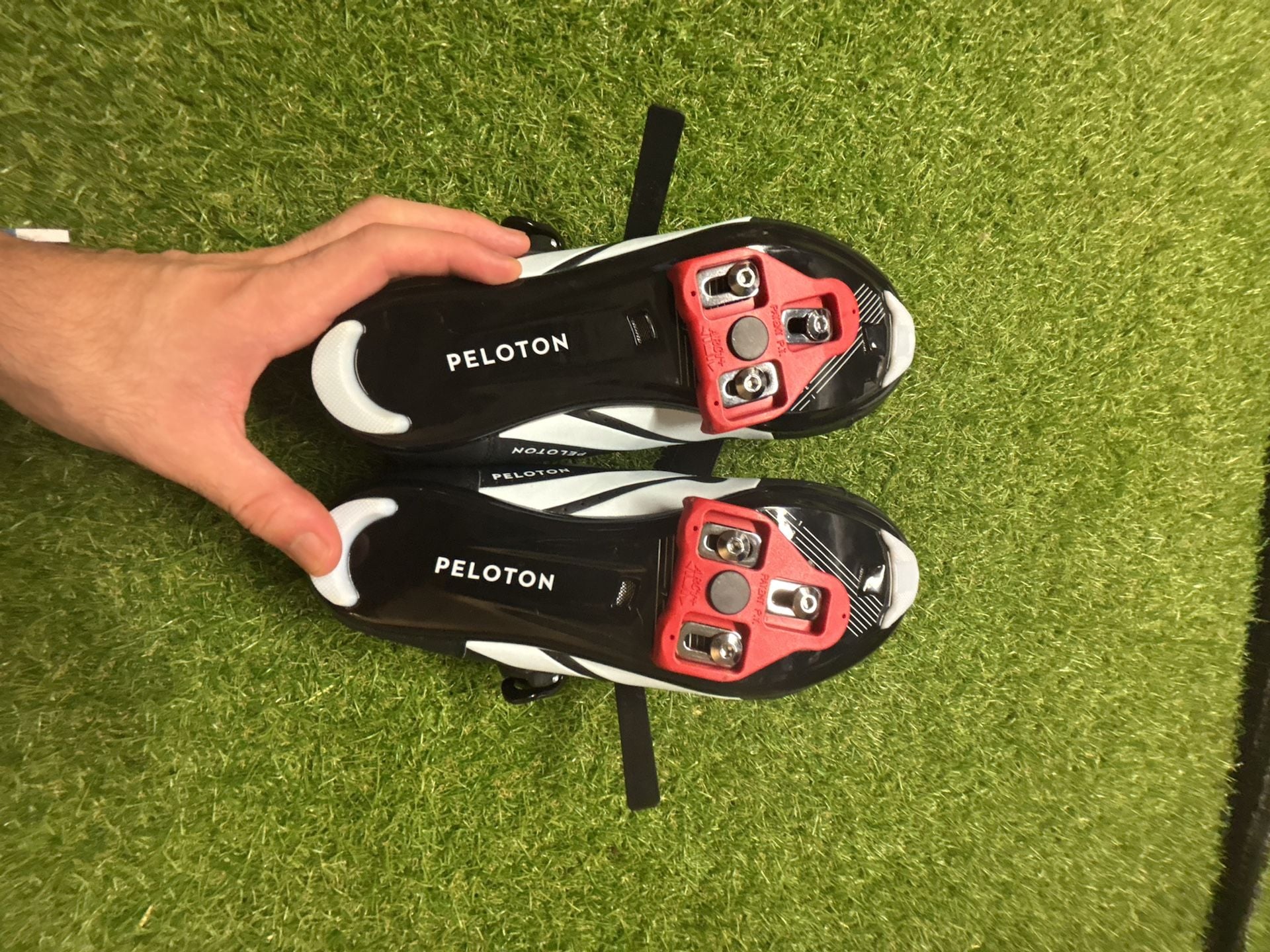 Peloton Unisex Cycling Shoes with Delta Cleats, Black and Red 6