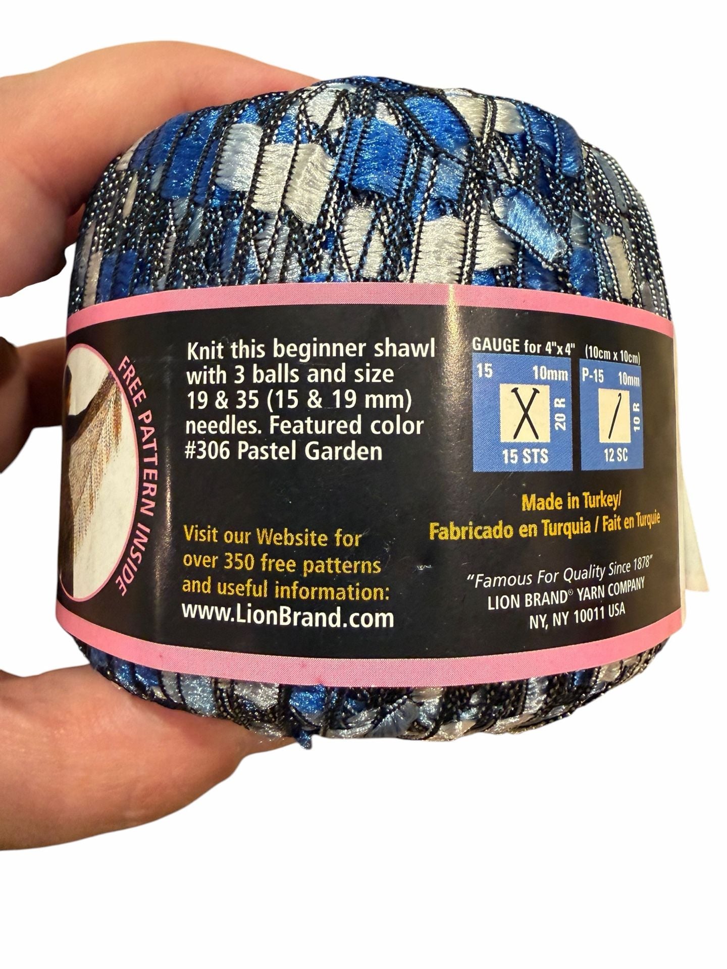 2 Skeins Lion Brand Trellis Shimmering Lacy Ribbon Yarn Color #302 Ocean Blue 2
