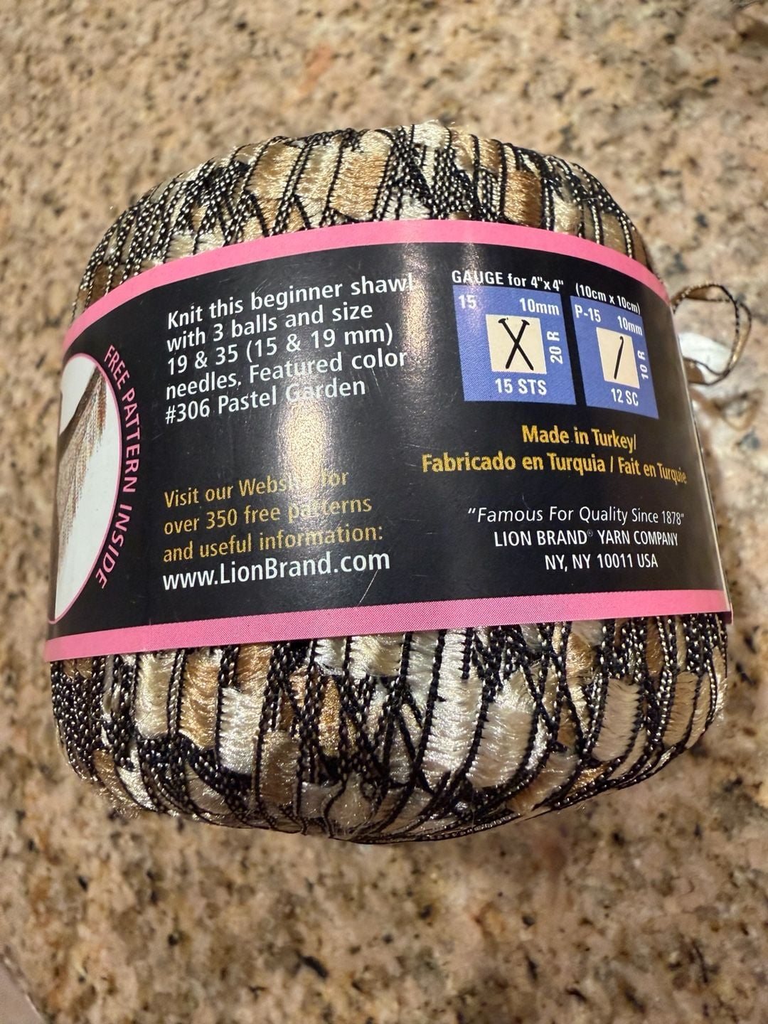 2 Lion Brand Trellis Shimmering Lacy Ribbon Yarn, Color Champagne #303 2