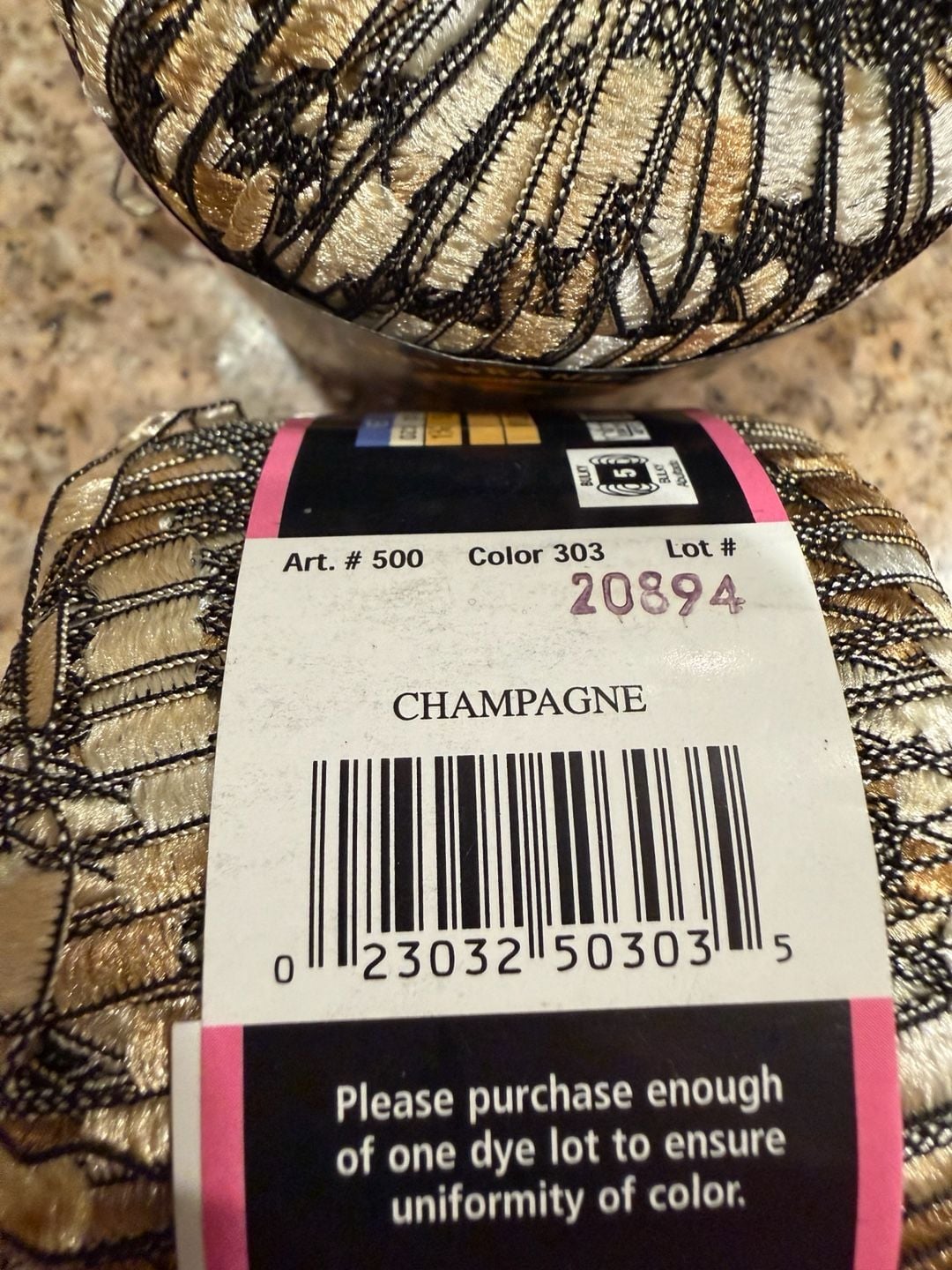 2 Lion Brand Trellis Shimmering Lacy Ribbon Yarn, Color Champagne #303 3