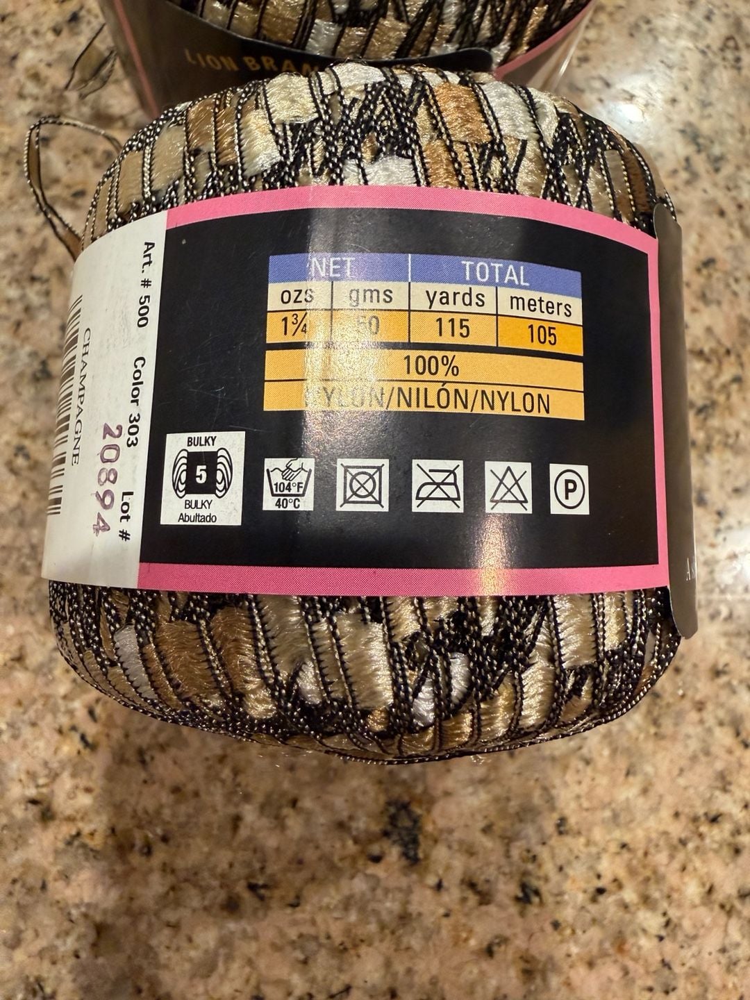 2 Lion Brand Trellis Shimmering Lacy Ribbon Yarn, Color Champagne #303 4