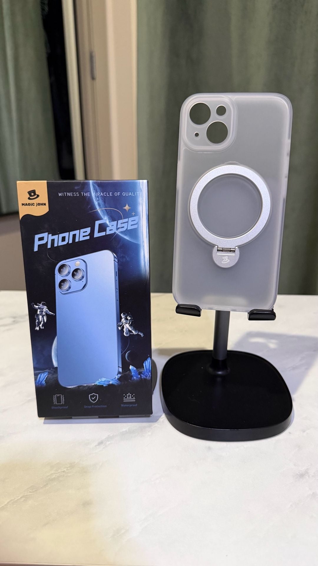 Magic John iPhone 13 Magnetic Charging Phone Case with Built-in Ring Stand 1