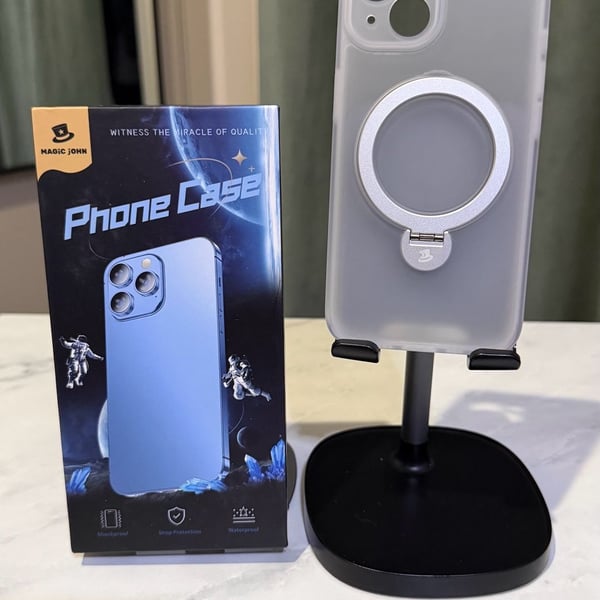Magic John iPhone 13 Magnetic Charging Phone Case with Built-in Ring Stand