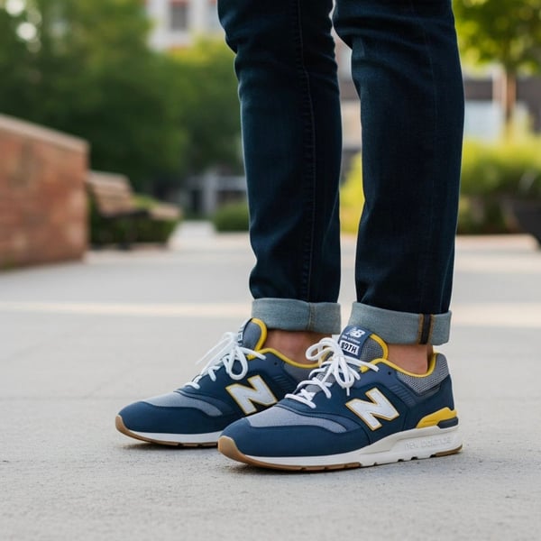 New Balance 997H Cordura Navy and Yellow Sneakers