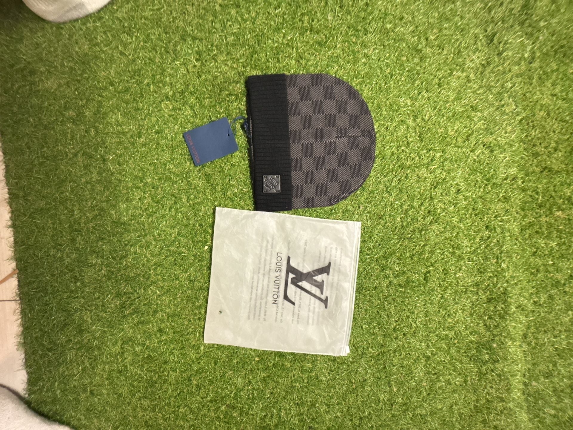 Louis Vuitton Damier Graph Knit Beanie with LV 5