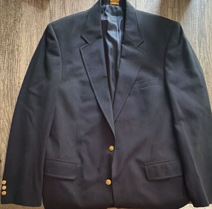 Brooks Brothers Navy Blazer Sport Coat with Gold Buttons, Size 41 Long 2
