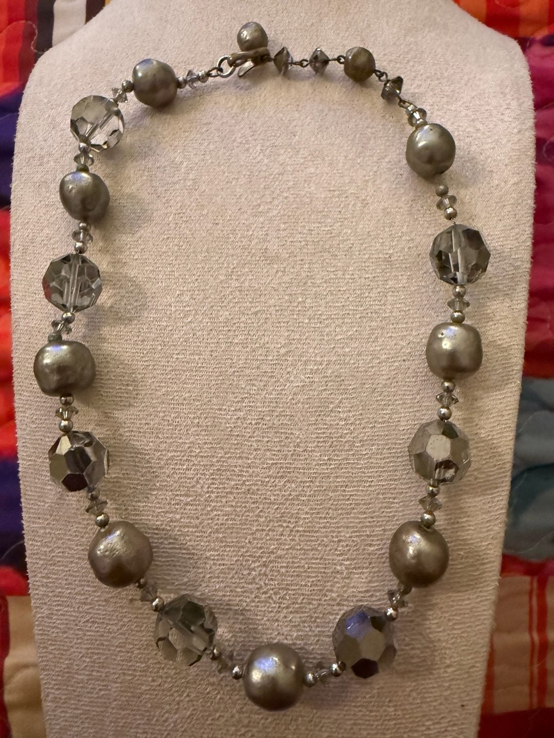 Vintage Chico’s Gunmetal Crystal Beaded Necklace & Multi-Strand Chain Bracelet 3