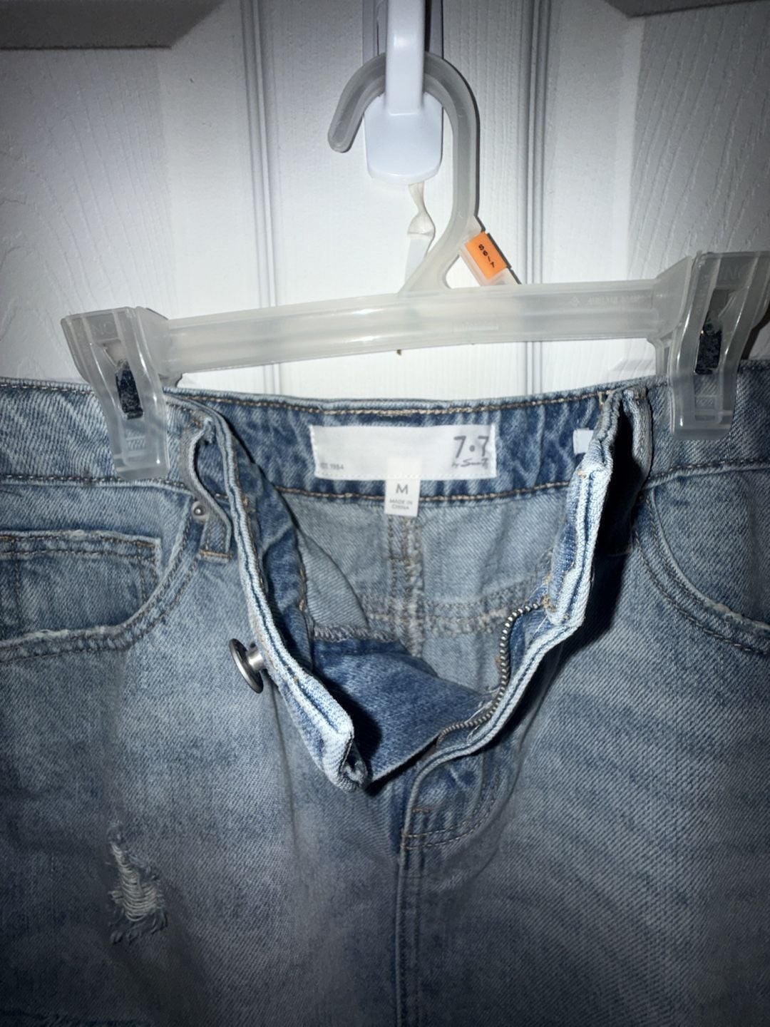 7.7 by Seven7 Light Wash Distressed Denim Mini Skirt 3