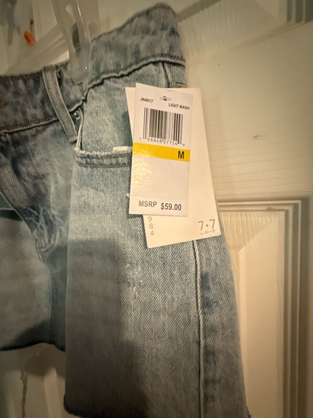 7.7 by Seven7 Light Wash Distressed Denim Mini Skirt 4
