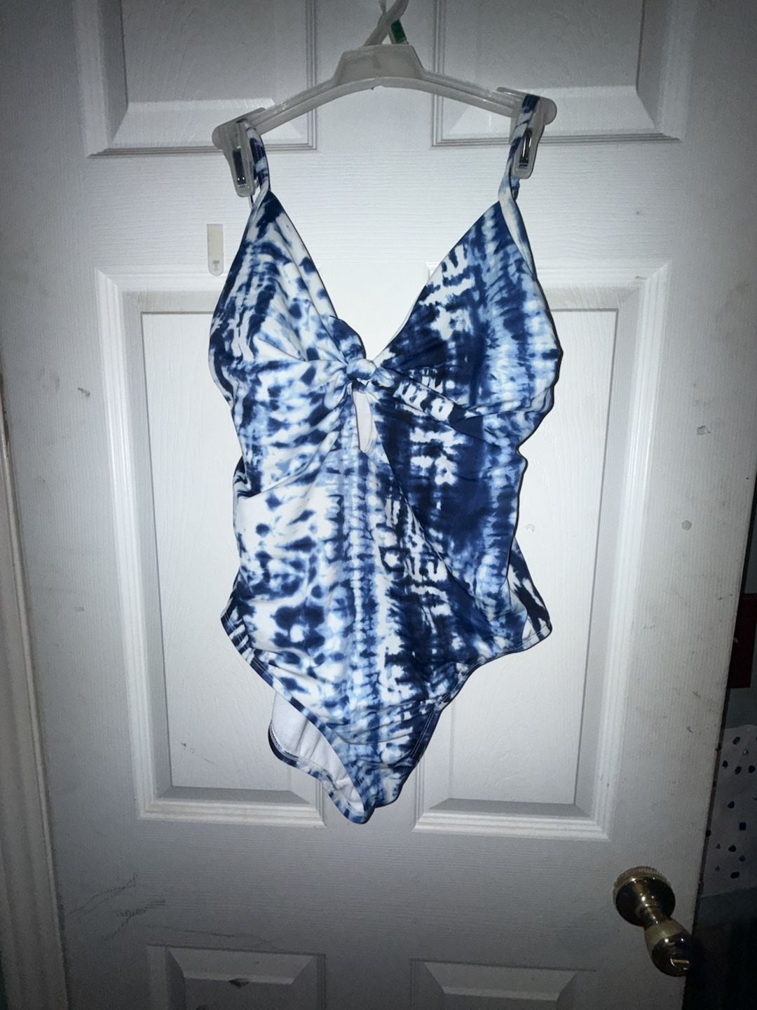 Time and Tru Blue Tie-Dye One-Piece Swimsuit with Front Keyhole 2