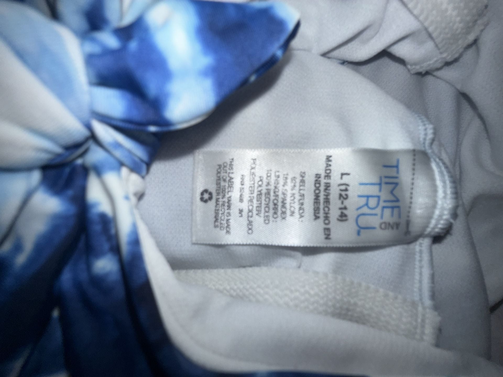Time and Tru Blue Tie-Dye One-Piece Swimsuit with Front Keyhole 3