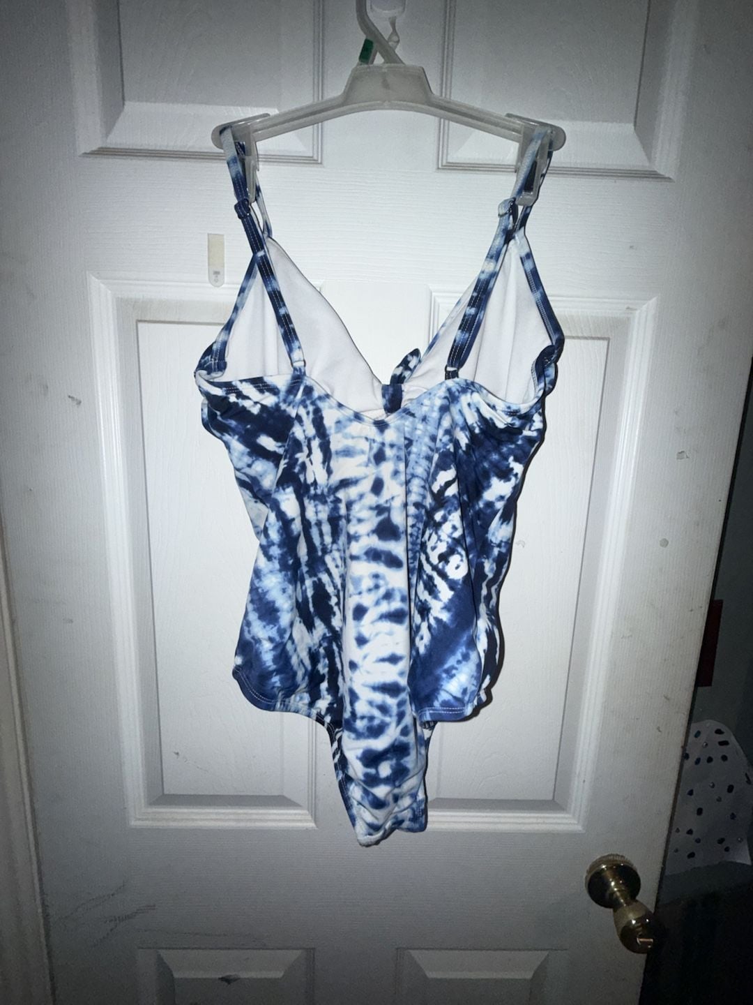 Time and Tru Blue Tie-Dye One-Piece Swimsuit with Front Keyhole 4