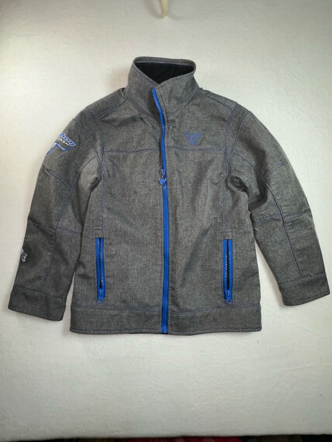 Cowboy Hardware Boys Tech Softshell Jacket Grey Heather with Blue Accents 2
