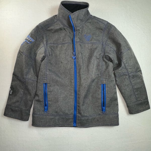 Cowboy Hardware Boys Tech Softshell Jacket Grey Heather with Blue Accents