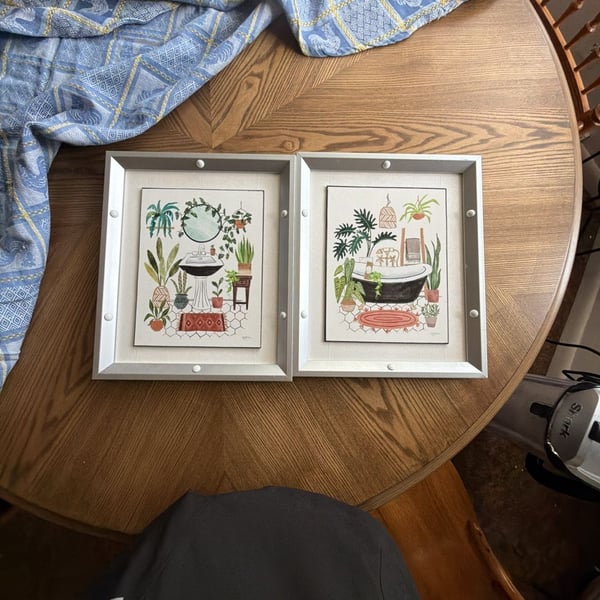 Mary Urban 'Urban Jungle Bath' Framed Canvas Print Set of 2